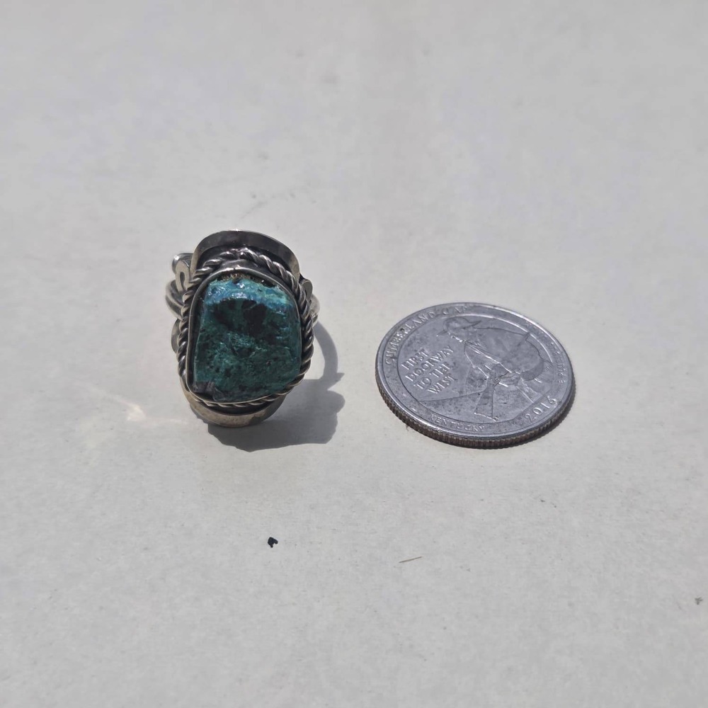 Vintage 925 Sterling Silver Turquoise Oval Cabochon Ring Size 7 Boho - Picture 3 of 8